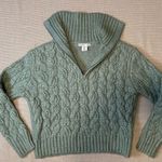 Sincerely Jules SMALL Mint Green Knit Three Quarter Zip Womens Pullover Sweater Photo 0