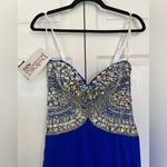 Tony Bowls NWT Royal Blue Beaded Chiffon Strapless Dress Size 2 Photo 2