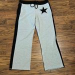 Gray and Black Star Track Pants with Adjustable Waistband Size L Photo 0