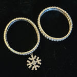 Rhinestone Bangle Bracelet Set‎ Snowflake Charm Holiday Party Silver Tone Photo 0