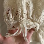 DOEN 🏹Docia Top Nutmilk EUC Cream eyelet puff sleeve top bow ribbon size small White Photo 3