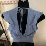 Final Touch Blue ruffle cinching summer crop top size small Photo 1