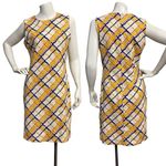 J. McLaughlin Women's Sleeveless Sheath Dress Size S Yellow Plaid Jersey Stretch Photo 1