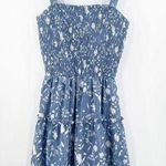 Jessica Simpson Dress Size Medium Blue Floral Smocked Smock Tiered Wedding Guest Photo 0