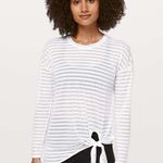 Lululemon Tie Your Practice Striped Long Sleeve Sz 2 White Photo 0