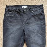 Artisan NY Black Denim Star Embroidered Raised Print Skinny Cropped Jeans Photo 2