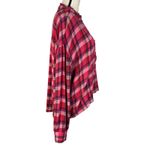 Pilcro Anthropologie X-Large Top Plaid Hi-Low Fringe Long Sleeves Hi-Low Stretch Photo 4