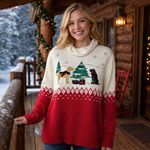 Christopher & Banks NEW  Labrador Retriever Christmas Holiday Cowlneck Sweater M Photo 1