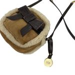 UGG  Sheepskin Crossbody Bag with Leather and Chain Strap Bow Tan Suede Small Photo 2