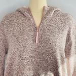 Thread and Supply Sherpa Lined Hooded Pullover Quarter Zip Top- Pink- Size Large Photo 1