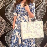 Fifteen Twenty Blue Floral 100% Cotton V-Neck Tiered A-Line Dress Size Small Photo 10