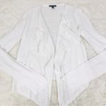 Eileen Fisher  White Linen Open Front Cardigan Long‎ Sleeve Waterfall Size XS Photo 2