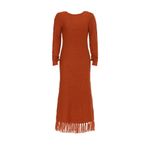 Pamela Love Orange Fringe Long Sleeve Knit Sweater Midi Dress Size XL Photo 4