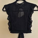 Vintage High Neck Sleeveless Ruffle Top Black Photo 0