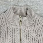 Joie  Reversible Cable Knit Puffer Vest Women’s M Beige Oatmeal Zip Mock Neck Photo 5