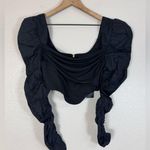 H:ours Hours Revolve Mona Cropped Long Sleeve Corset Black Top Small NEW $138 Photo 3