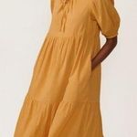 ABLE • Florence Maxi Dress mustard yellow Paprika cotton peasant puff sleeve Size XS Photo 0