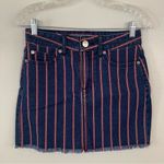 American Eagle Y2K Striped Denim Mini High Rise Skirt Size 0 Photo 0
