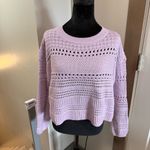 RD Style NWT  Lacey Pointelle Sweater Light Purple Lavender Knit‎ Open Weave Crop Photo 1