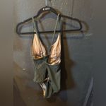 Shade & Shore Women’s  Green V-Neck Ribbed Swimsuit Photo 5