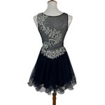 Blondie Nites  Prom Dress Womens 7 Navy Sleeveless Flare Formal Evening Photo 4