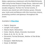 R & M Richards  Green Fringe Sequin Formal Dress Size 10 Photo 4