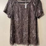 BKE Purple Lace Short Sleeve Blouse Photo 0