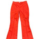 Cinq a Sept Lou Denim Cropped Slit Flare Pants in Bright Crimson Red Size 8 Photo 3