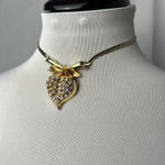 vintage rhinestone crystal pendant heart gold chain choker necklace Silver Photo 0