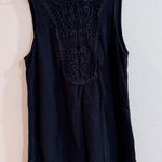 Free People Black Crochet Lace Detail Sleeveless Button Back Mini Dress M Photo 0