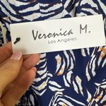 Veronica M Navy and White Leaf Print Dress Photo 4