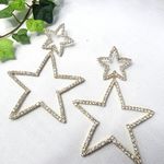 Large Statement Clear Crystal Star on Star Earrings New Gold Photo 1