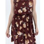 Kaileigh Floral Cross Back Maroon Blouson Dress Size Small Photo 1