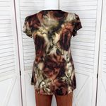 Dress Barn  Tie Dye Flutter Sleeve Tunic Top‎ Shirt Brown Black 1X Photo 4