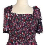 Draper James New Jumpsuit Smocked Square Neck Black Red Floral Women’s Size XXL Photo 6