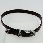 Brighton Allegro Swirl Faux Croc Embossed Brown Leather Belt Silver Buckle Sz M Photo 1