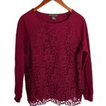 Adrianna Papell  | Burgundy Floral Crew Neck Sweater Photo 0