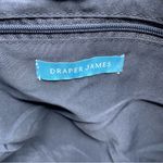 Draper James Everyday Straw Shoulder Bag Purse Navy Floral Scarf Woven Tan Brown Photo 5