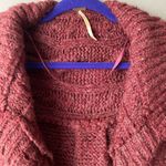 Free People  sz S Burgundy wool‎ knit winter thick cardigan Photo 2