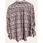Maeve Anthropologie Islet Boho Print Long Sleeve White Pink Button Up Top Size M Photo 4