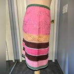Boston Proper  Pink Striped Floral Embroidered‎ Crochet Lace Preppy Boho Skirt Photo 3