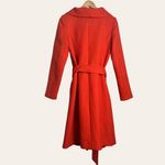 Milly Flame Red Ruffle Front Belted Knee-Length Coat Size 4 NWT Photo 4