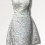 Strapless Mini Wedding Homecoming Prom Formal Dress Floral Lace No Label XS White Photo 0