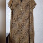 Robbie Bee Vintage  100% Silk   Brown Button-Up Maxi Dress SIZE:14WP ANIMAL PRINT Photo 0