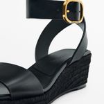 Massimo Dutti  Jute Wedges NWT Elegant Black Wedge Sandals Photo 2