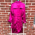 INC Raspberry pink trench satin coat Medium Photo 8