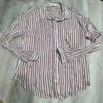 Maurice's Maurice’s Women’s Lightweight Button Down Shirt Mauve White Stripe Size L NWT Photo 0