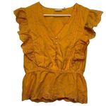 New York & Company NY&CO Orange Ruffled Eyelet Buttoned Blouse Large EUC #CA2417 Photo 0