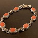 Vintage 925 Silver | Pink Coral Bracelet | Mexico Photo 0