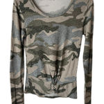 Aeropostale  Long Sleeve Top Womens Size M Camo Distressed Round Neck Ruched Photo 0